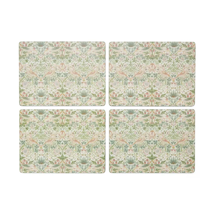 Strawberry Thief bordsunderlägg 30x40 cm 4-pack - Green - Pimpernel