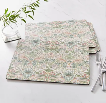 Strawberry Thief bordsunderlägg 30x40 cm 4-pack - Green - Pimpernel