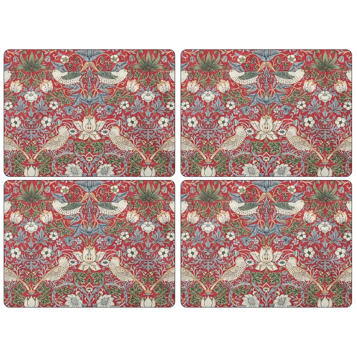 Strawberry Thief bordsunderlägg 30x40 cm 4-pack - Röd - Pimpernel