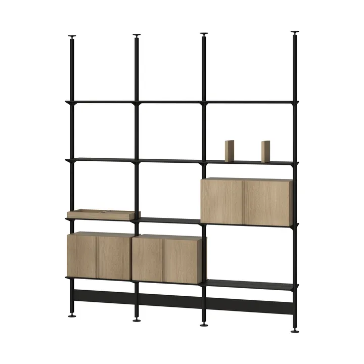 Pira G2 hyllsystem F C B Black/Oak 256-264 cm - Pira