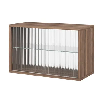 Pira vitrinskåp - Valnöt-räfflat glas, 70x31 cm, 4 dörrar - Pira