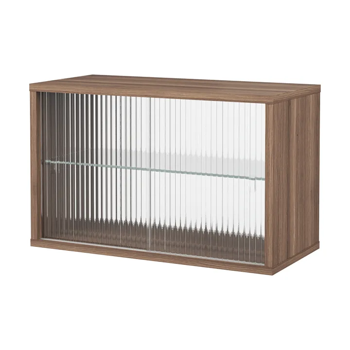 Pira vitrinskåp - Valnöt-räfflat glas, 70x31 cm, 4 dörrar - Pira
