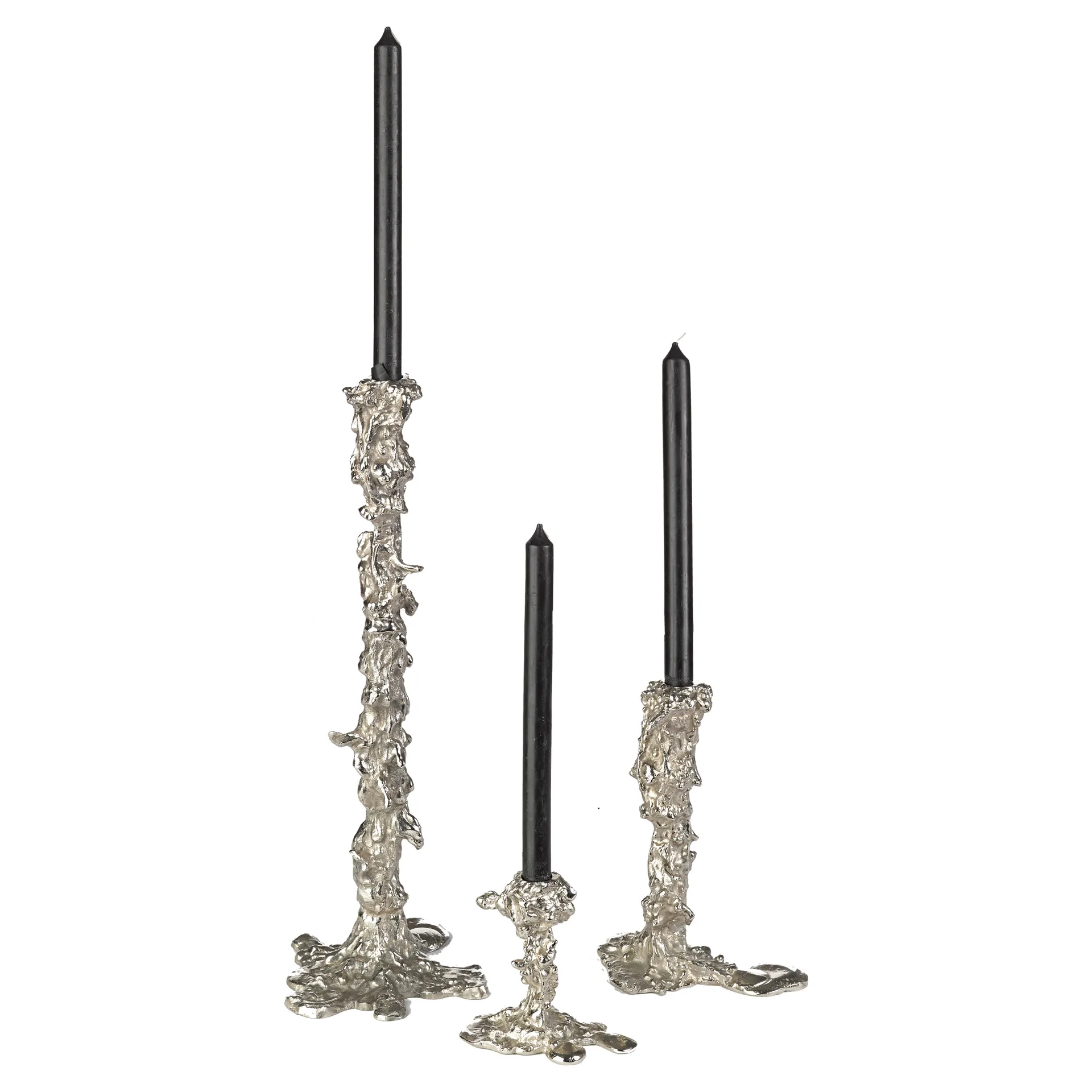 Drip ljusstake L 25 cm, Silver POLSPOTTEN