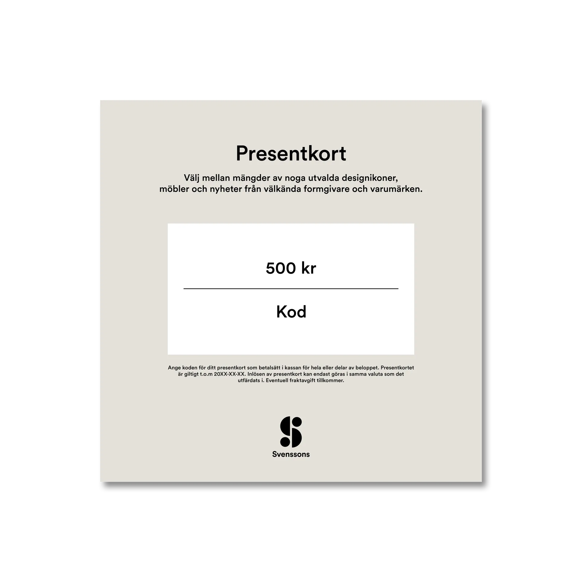 Digitalt presentkort, 500:- Presentkort