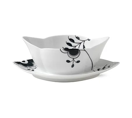 Black Fluted Mega såsskål med fat, 55 cl Royal Copenhagen