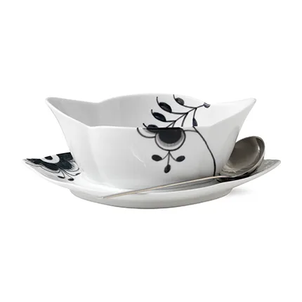 Black Fluted Mega såsskål med fat, 55 cl Royal Copenhagen