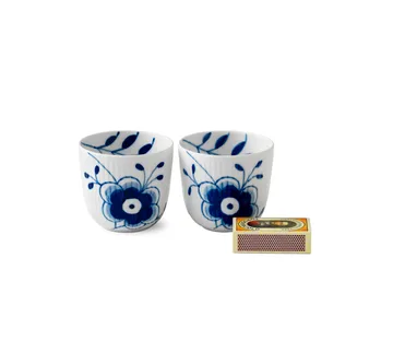 Blue Fluted Mega ljuslykta 2-pack - 6 cm - Royal Copenhagen