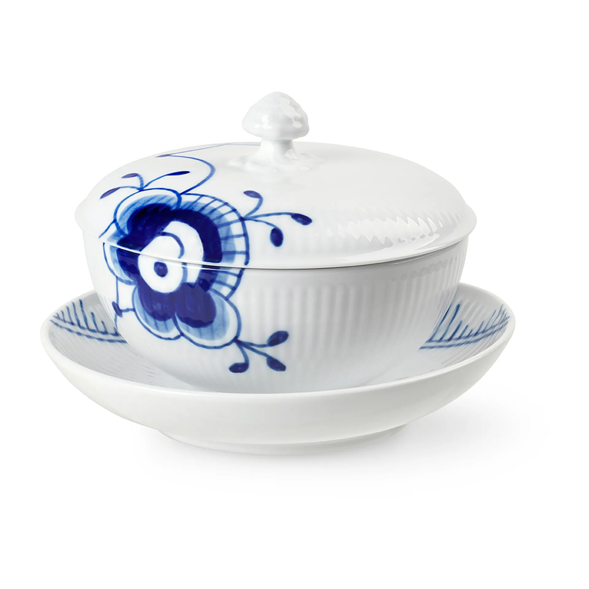 Blue Fluted Mega skål med lock och fat, 38 cl Royal Copenhagen
