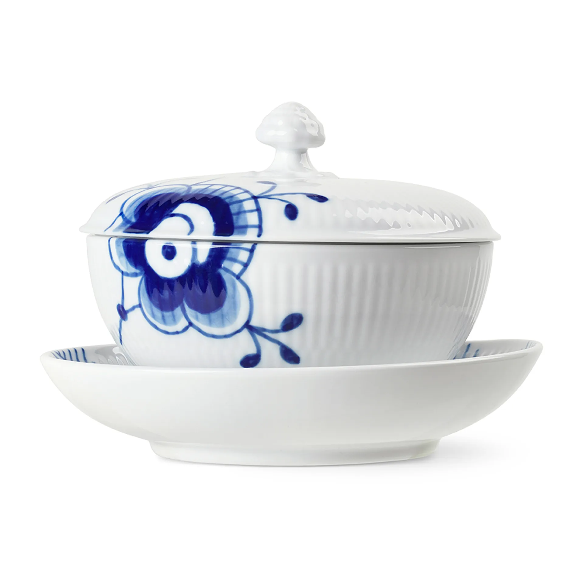 Blue Fluted Mega skål med lock och fat, 38 cl Royal Copenhagen