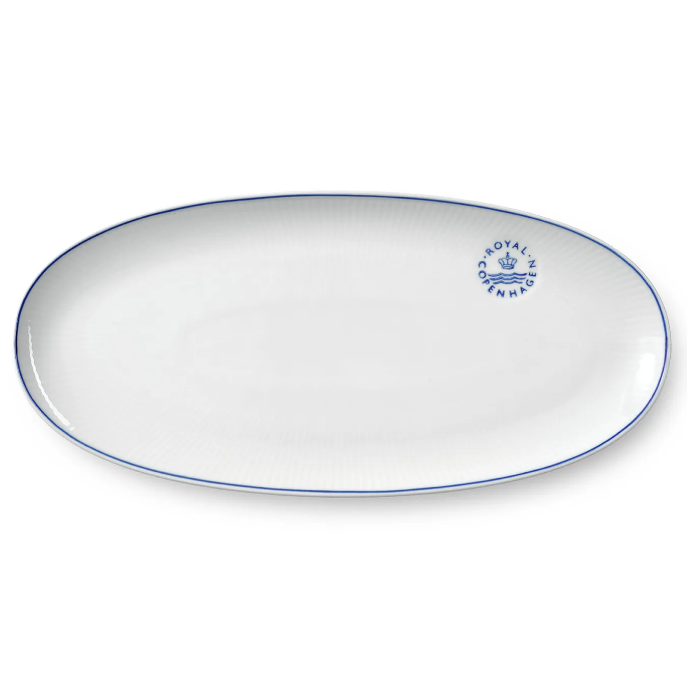 Blueline fat ovalt 37 cm, Vit-blå Royal Copenhagen