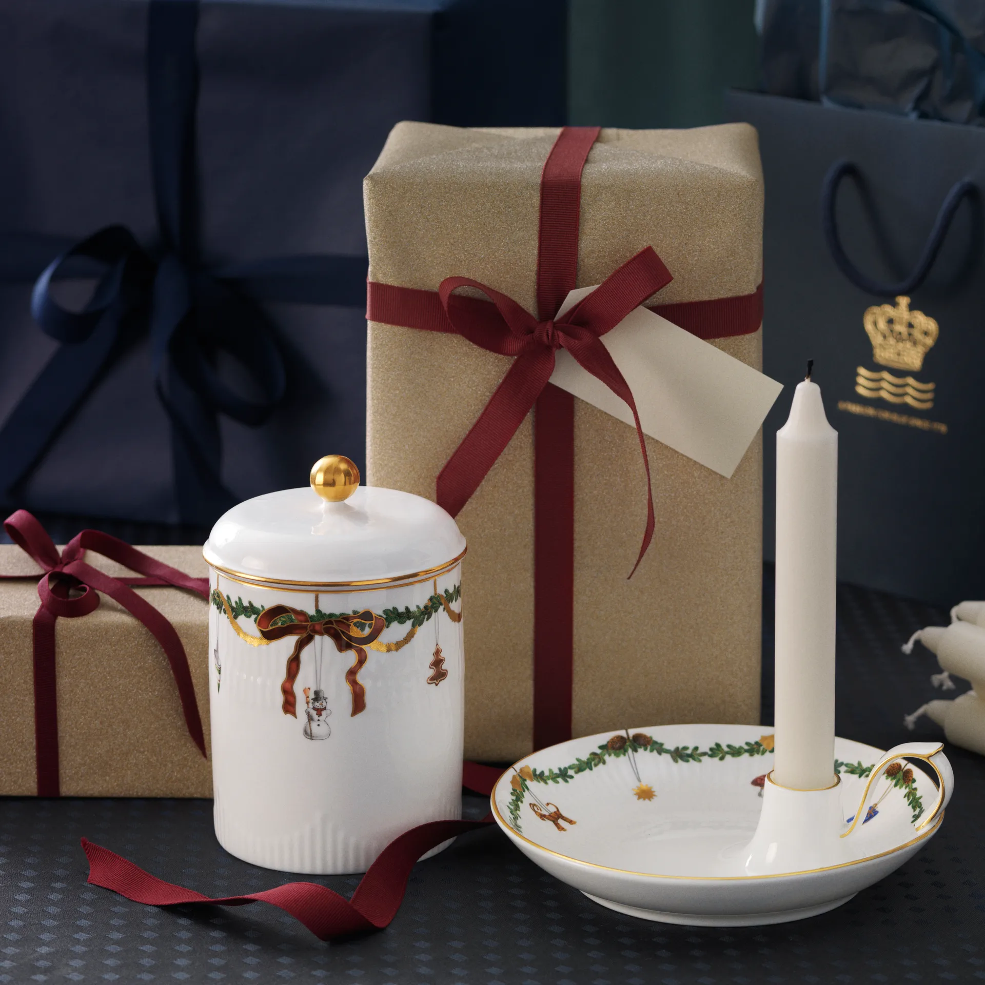 Star Fluted Christmas ljusstake, vit Royal Copenhagen