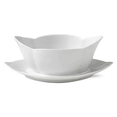 White Fluted såsskål med fat, 55 cl Royal Copenhagen