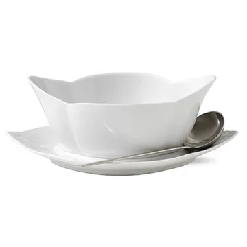 White Fluted såsskål med fat - 55 cl - Royal Copenhagen