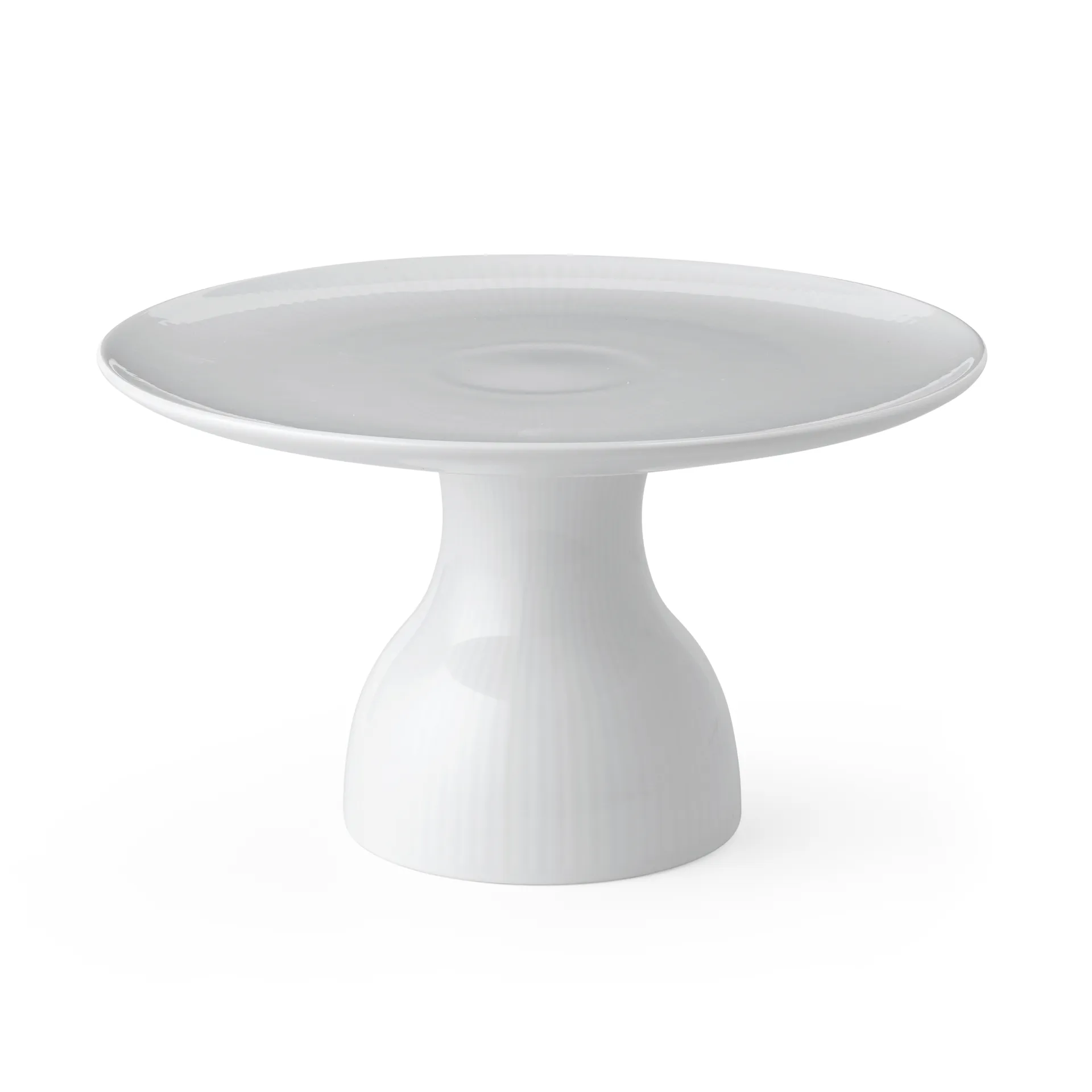 White Fluted tårtfat på fot Ø20 cm, Vit Royal Copenhagen