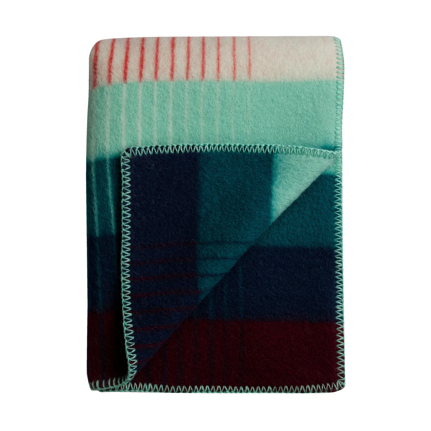 Åsmund gradient filt 135x200 cm, Red-turquoise Røros Tweed