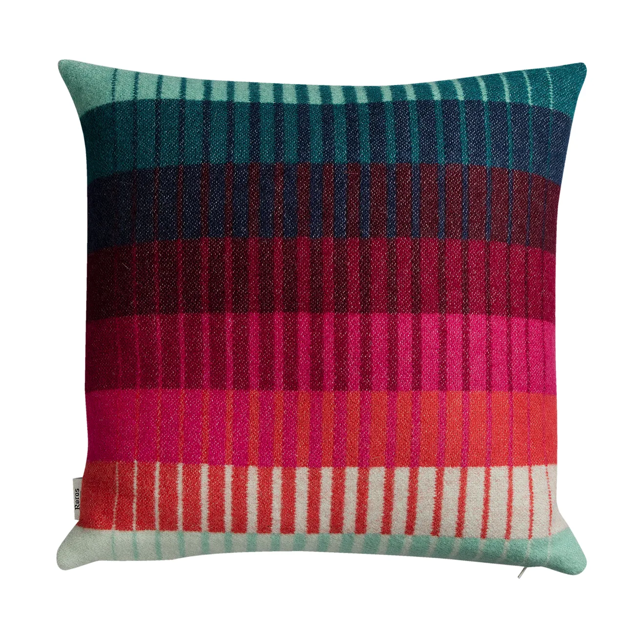 Åsmund gradient kudde 50x50 cm, Red-turquoise Røros Tweed