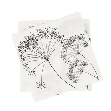 Botanical pappersservett - Vit-svart, 20‑pack, 33×33 cm - Scandi Essentials