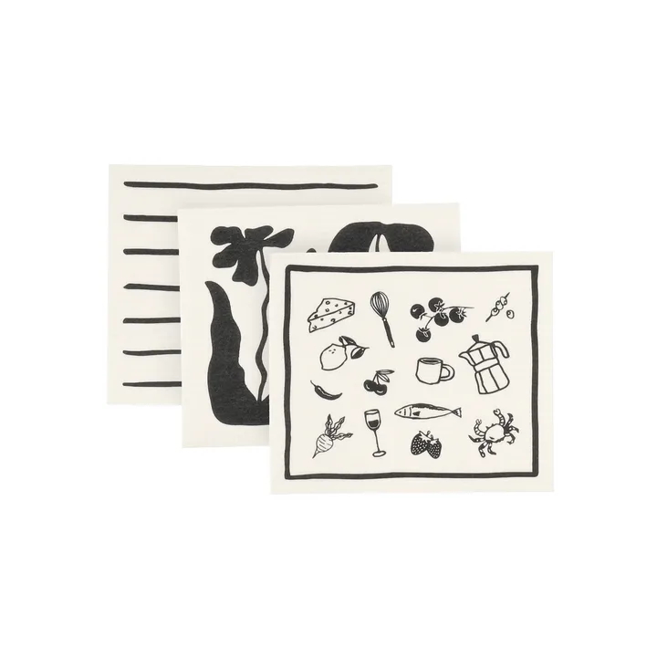 Daily disktrasa med mönster - Vit, 3-pack - Scandi Essentials