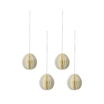 Brooding påskägg papper 8,5 cm 4-pack - Vit - Scandi Living