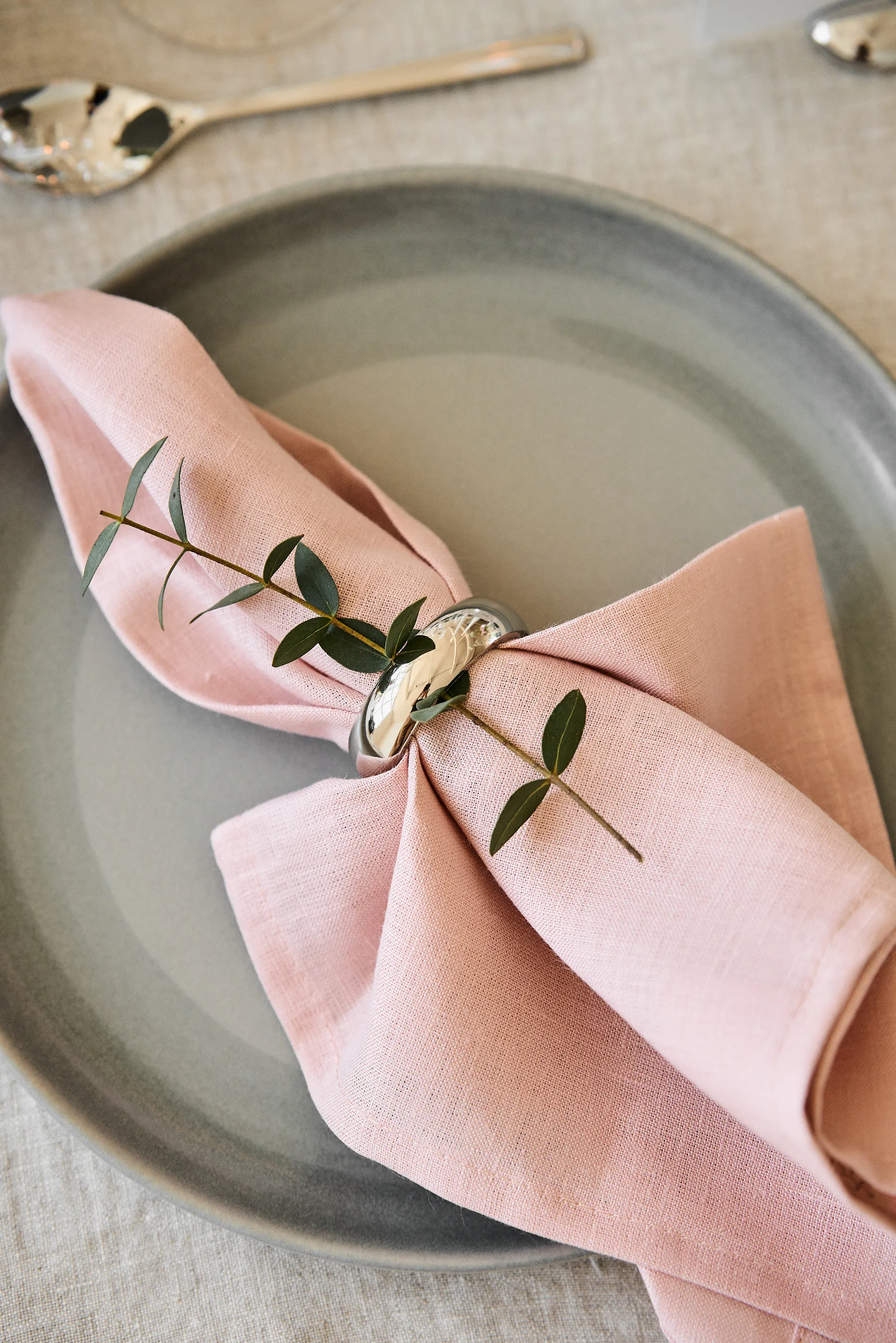 Clean linneservetter 45x45 cm 4-pack, dusty rose Scandi Living