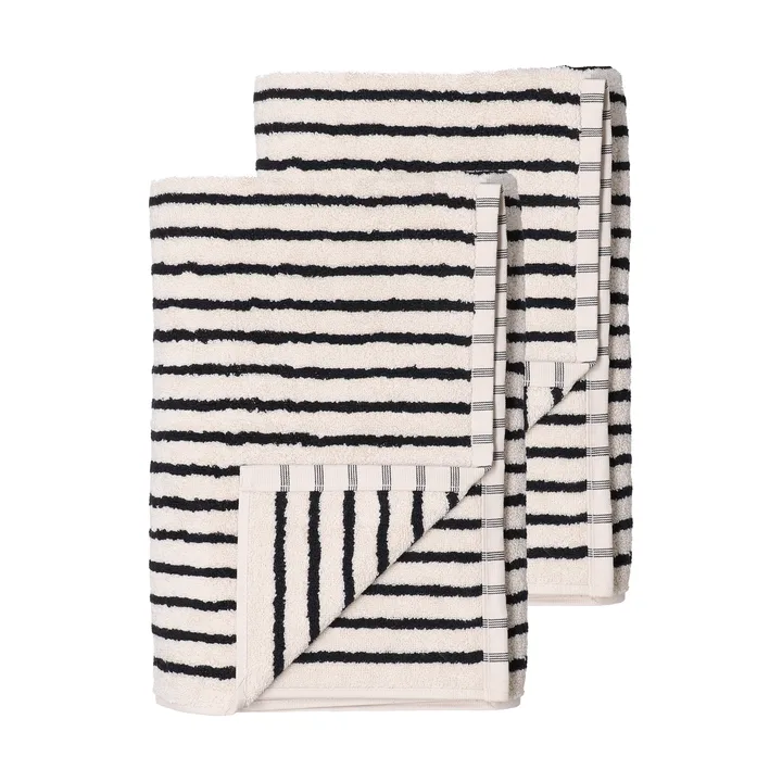 Drift badhanddukar 100x150 cm 2-pack - Vit-svart - Scandi Living