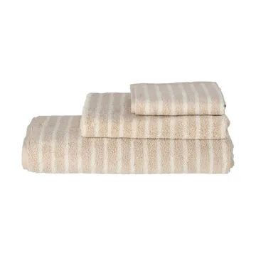 Drift handduk 30x50 cm - Beige-vit - Scandi Living
