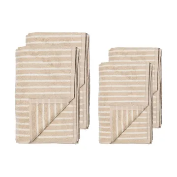 Drift handduksset 4 delar - Beige-vit - Scandi Living