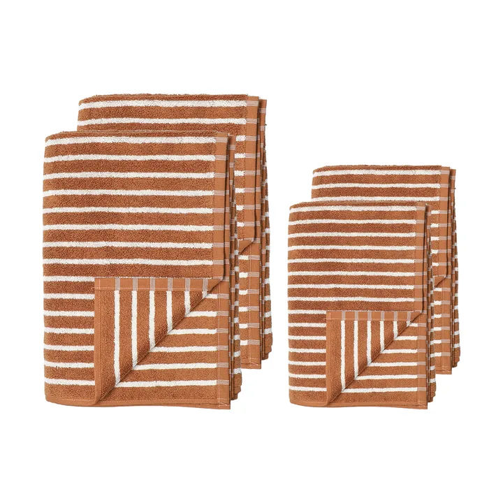 Drift handduksset 4 delar - Brun-vit - Scandi Living