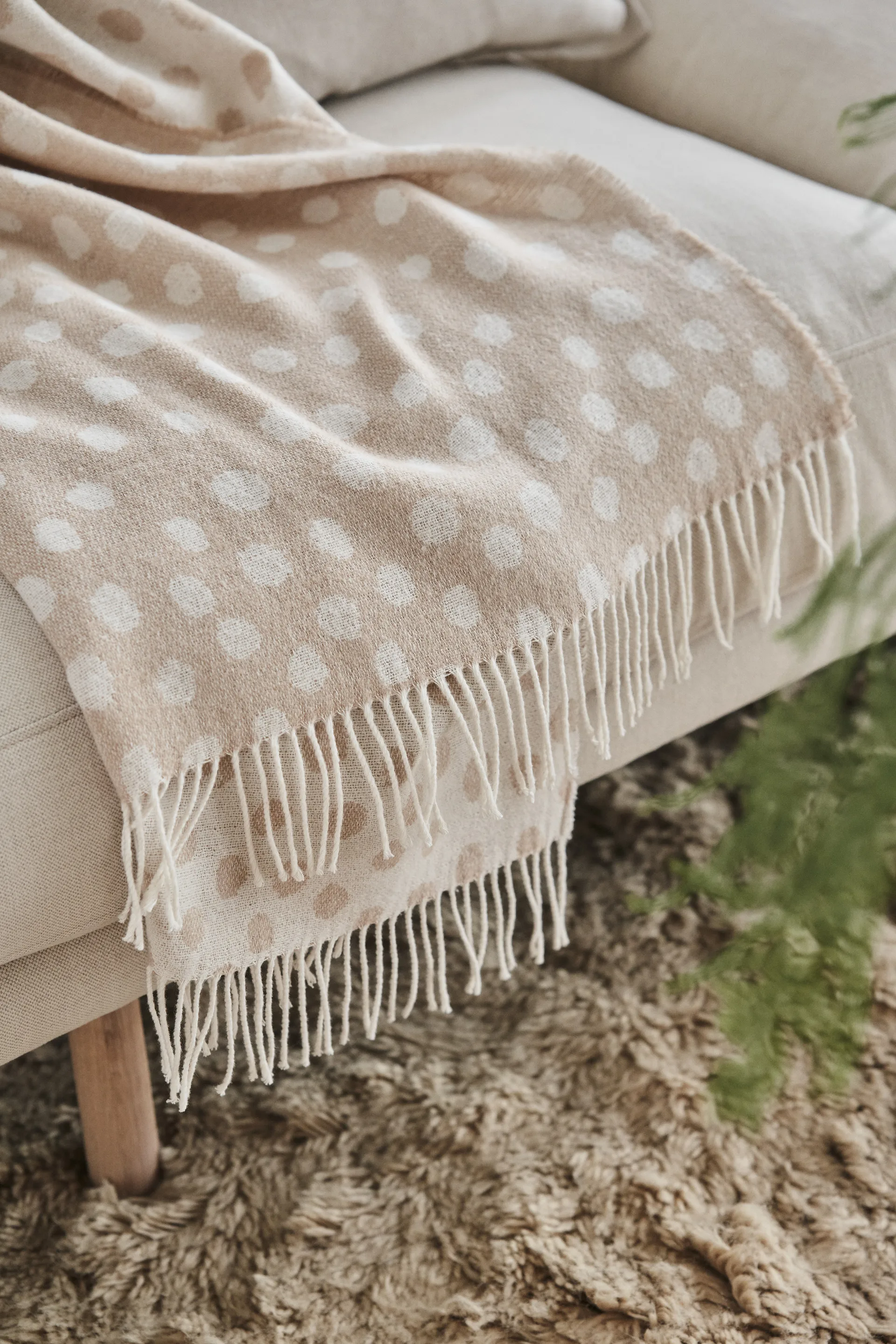 Droplets bomullspläd 130x185 cm, Beige Scandi Living
