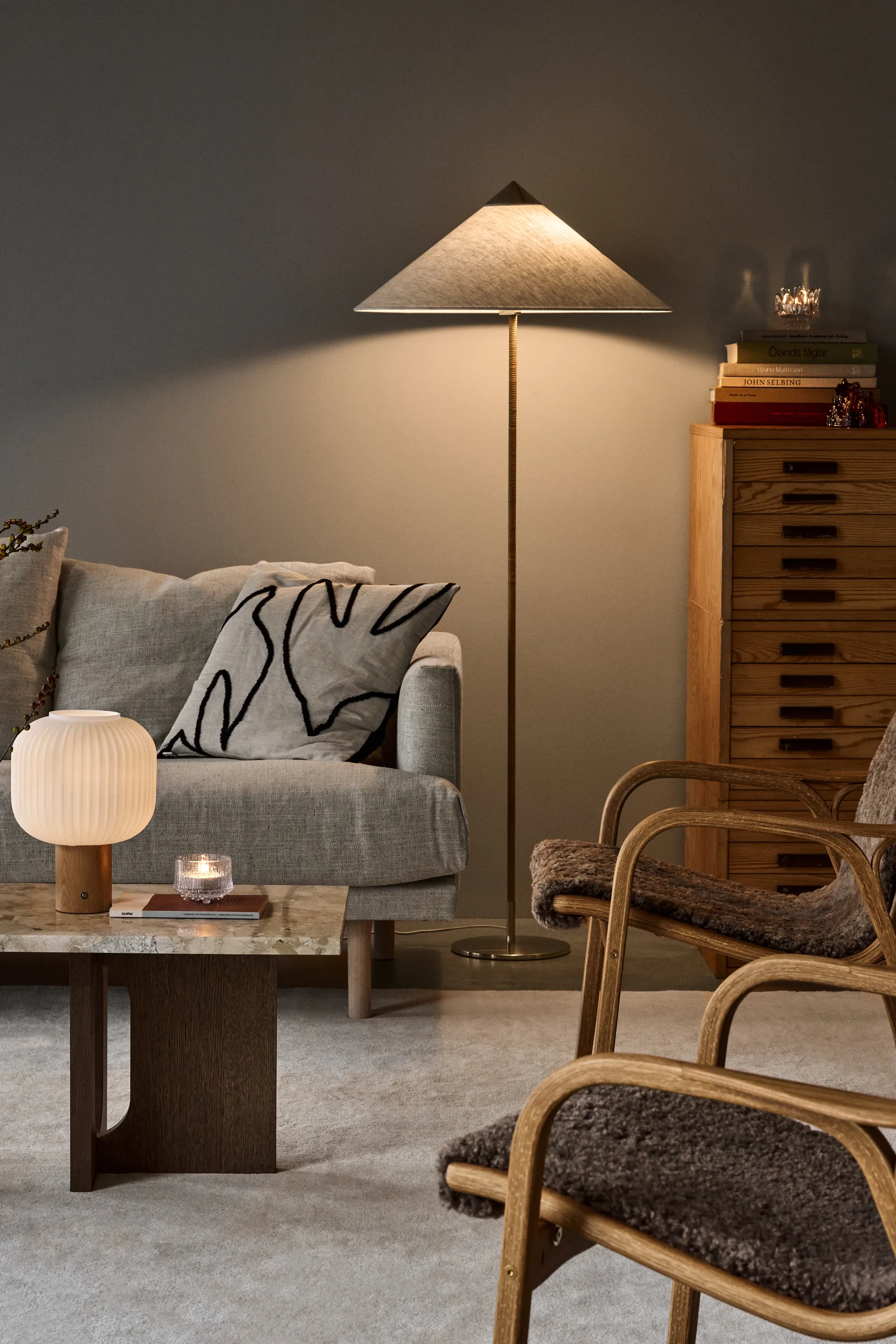 Fair portabel bordslampa, Frostat glas-ask Scandi Living