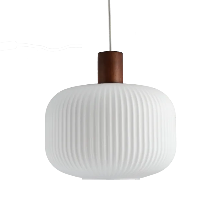 Fair taklampa Ø30 cm - Frostat glas-mörkbetsad ask - Scandi Living