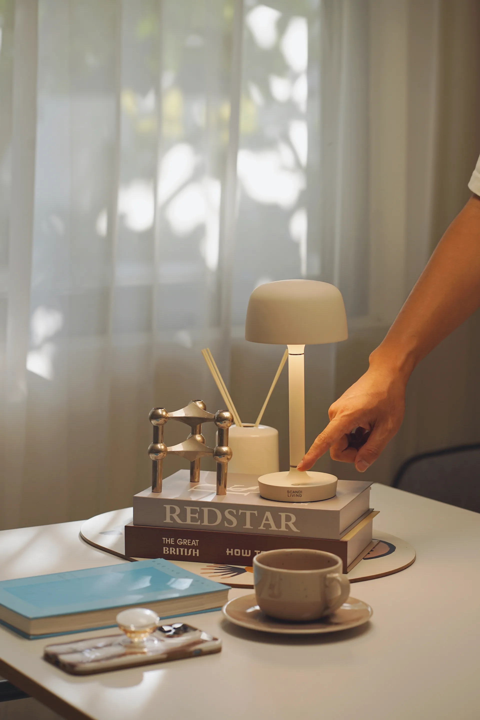 Halo portabel bordslampa 25,5 cm, Beige Scandi Living
