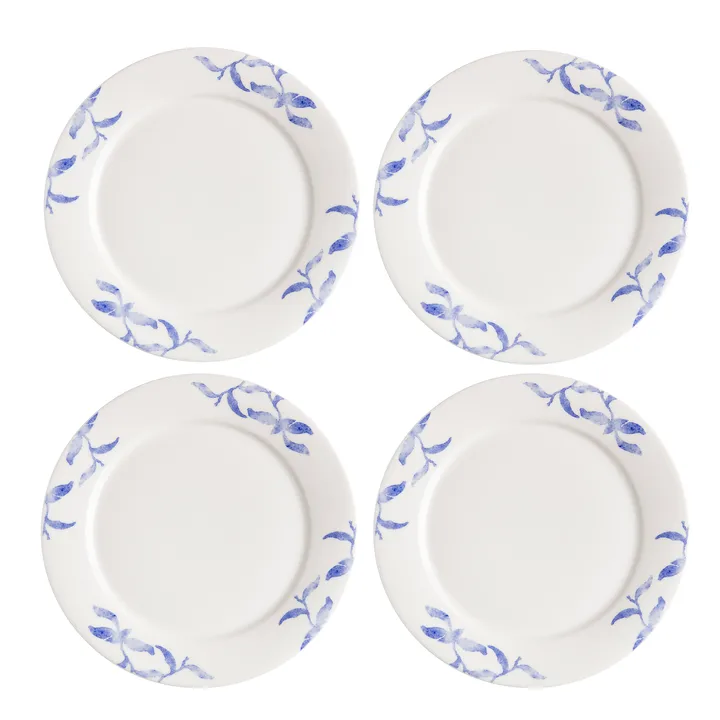 Havspil assiett 21 cm 4-pack - blå-vit - Scandi Living