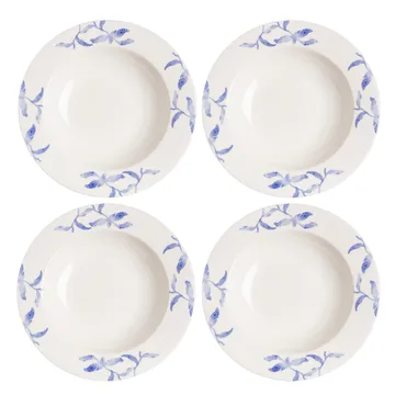 Havspil djup tallrik 23 cm 4-pack - Blå-vit - Scandi Living