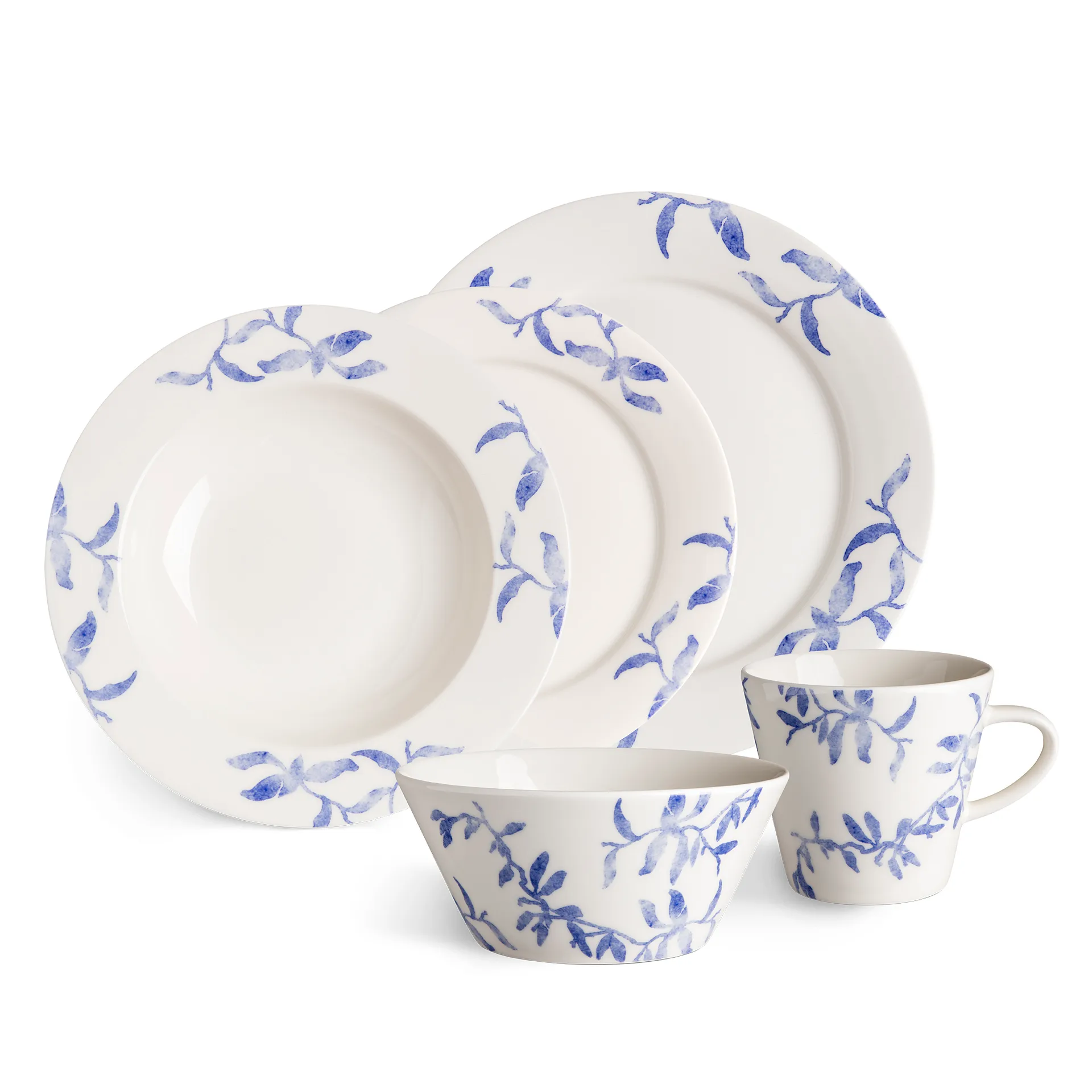 Havspil djup tallrik 23 cm 4-pack, Blå-vit Scandi Living