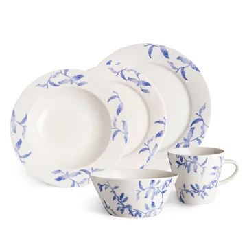 Havspil djup tallrik 23 cm 4-pack - Blå-vit - Scandi Living
