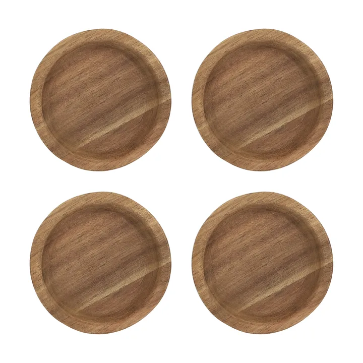 Hollow glasunderlägg Ø9 cm 4-pack - Akacia - Scandi Living