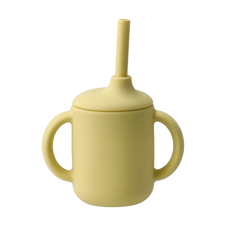 Idun mugg med sugrör silikon 120 ml - Lemon - Scandi Living