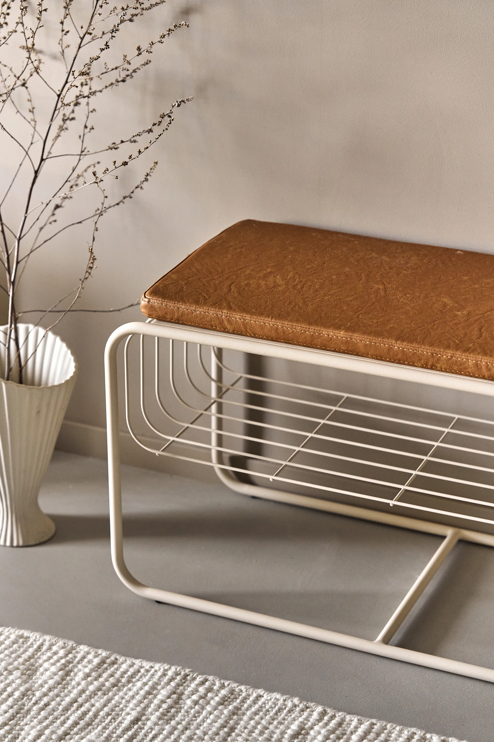 Nod bänk/skohylla 80x36x42 cm, Beige Scandi Living
