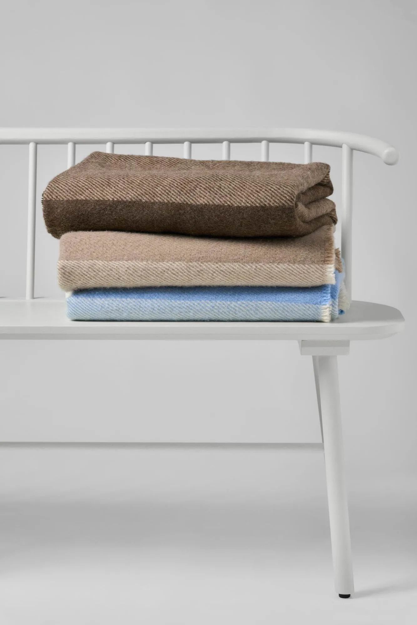 Row randig ullpläd, Brun, 120x185 cm Scandi Living