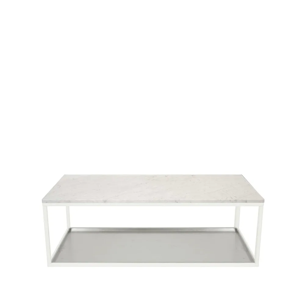 Scherlin soffbord 11, marmor vit, vitlackat stativ, zinkplåt Scherlin
