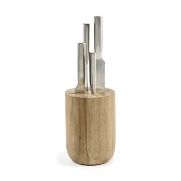 Base knivset med knivblock 5 delar - Wood-steel grey - Serax
