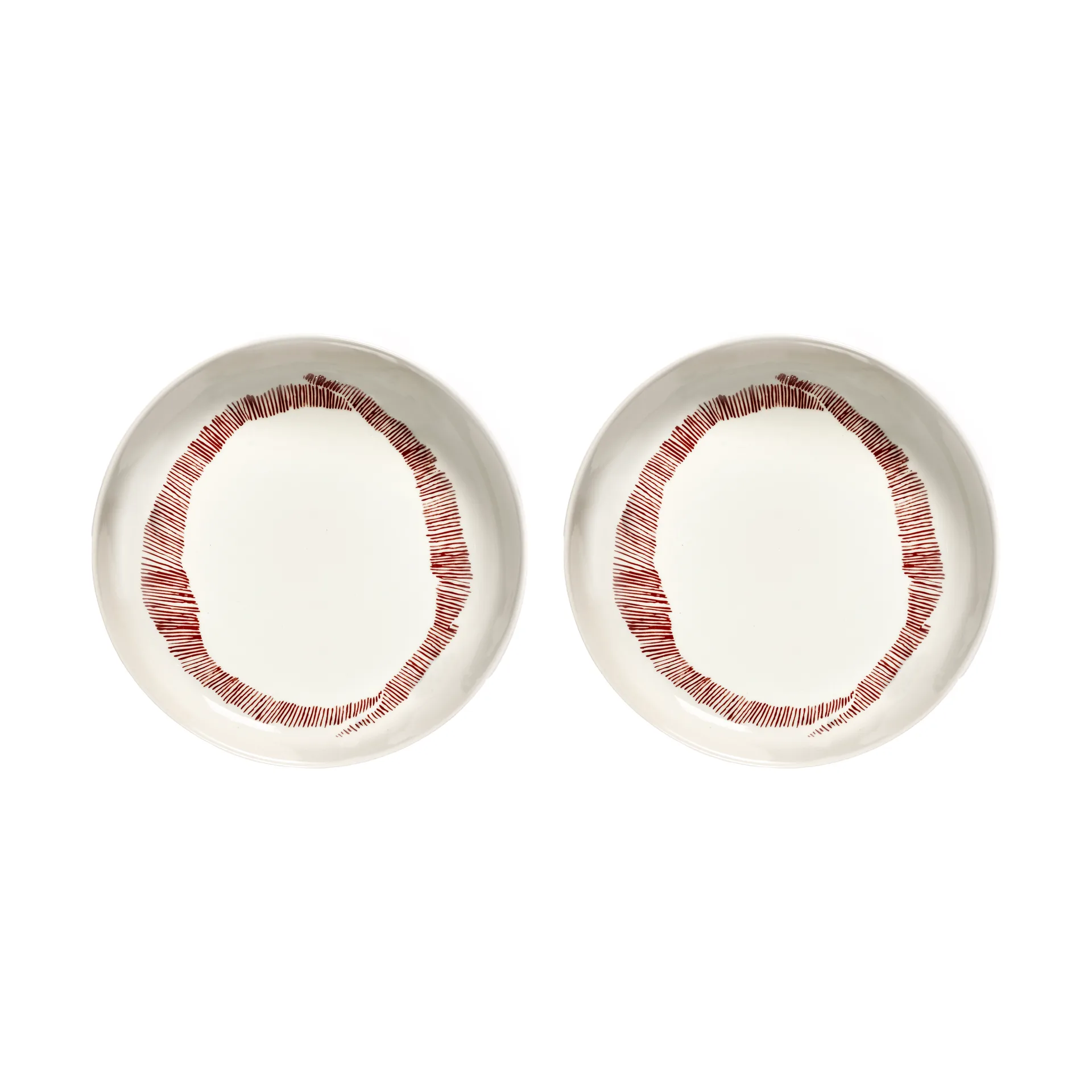 Ottolenghi Feast djup tallrik Ø22 cm 2-pack, White stripes-red Serax