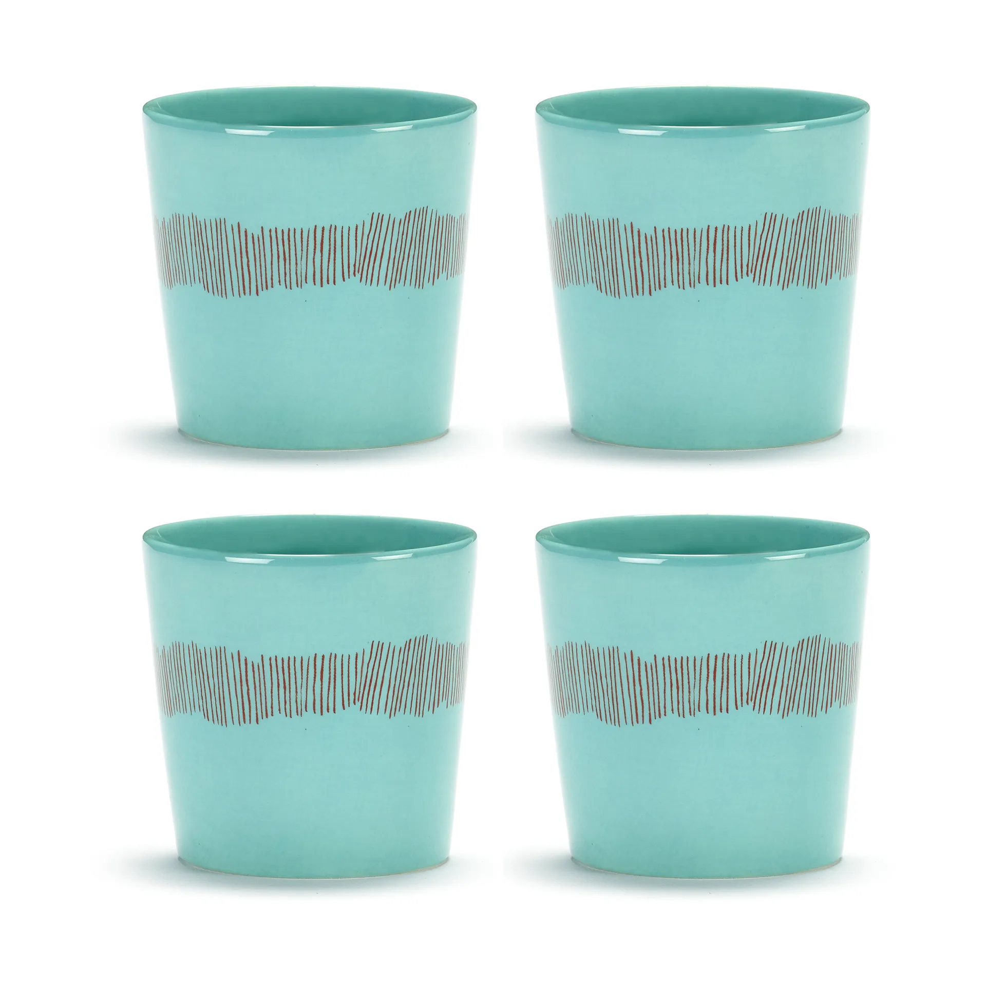 Ottolenghi Feast kaffekopp 25 cl 4-pack, Azure stripes-red Serax