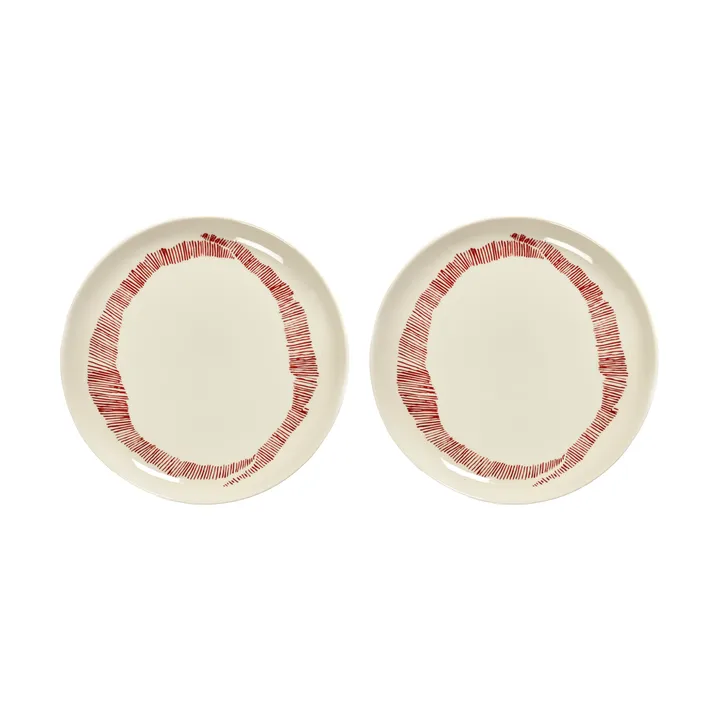 Ottolenghi Feast tallrik M Ø22,5 cm 2-pack - White stripes-red - Serax
