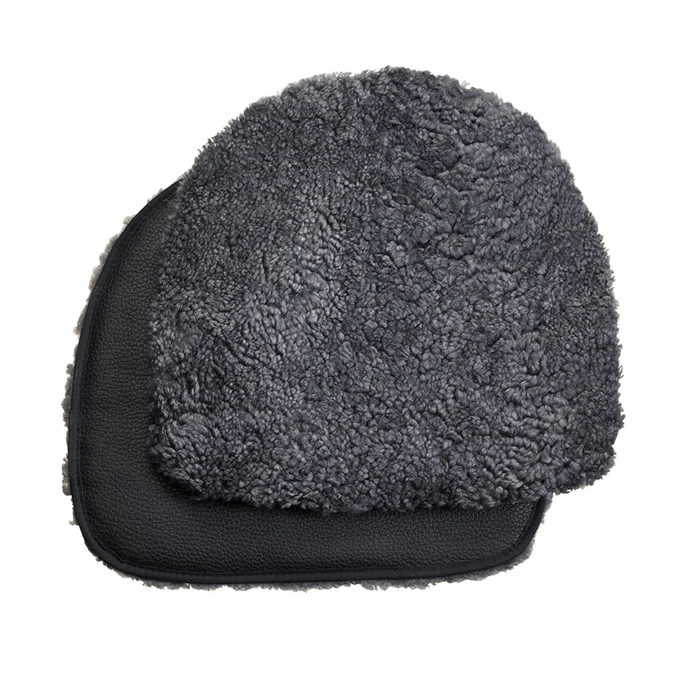 Buzz stolsdyna fårskinn, Charcoal-svart läderimitation Skandilock