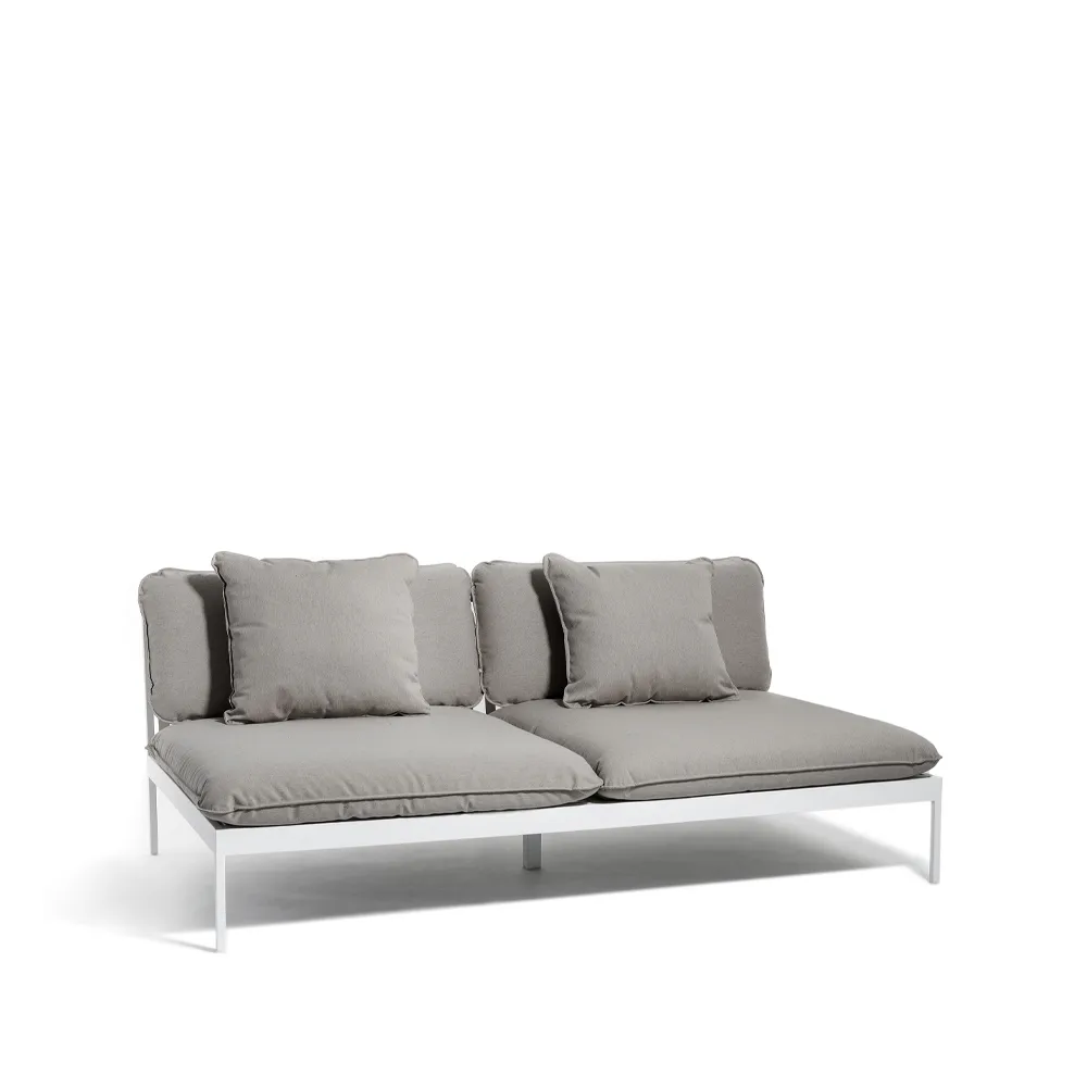 Bönan modulsoffa, Fiord 551 beige, 2-sits, ljusgrå aluminium ram Skargaarden