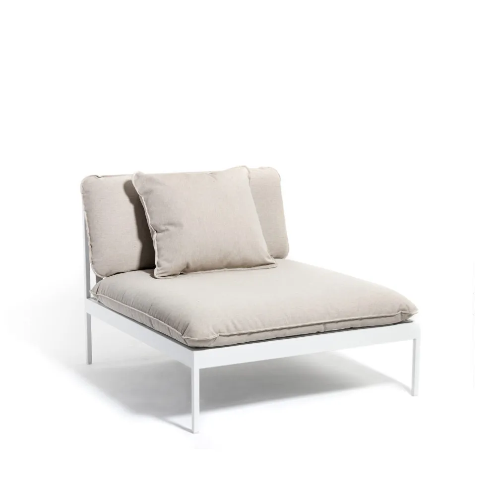 Bönan modulsoffa, Sunbrella Ashe light grey, 1-sits, ljusgrå aluminium ram Skargaarden