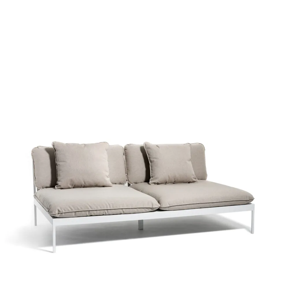 Bönan modulsoffa, Sunbrella Ashe light grey, 2-sits, ljusgrå aluminium ram Skargaarden