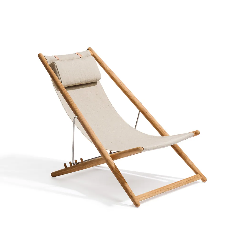 H55 vilstol teak, Sunbrella Heritage Ash light grey Skargaarden